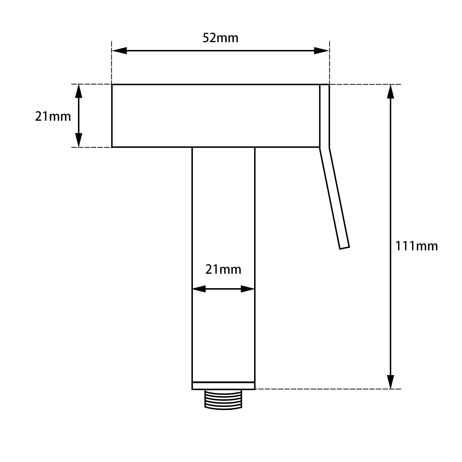 Square bidet spray 1.2m stainless steel hose